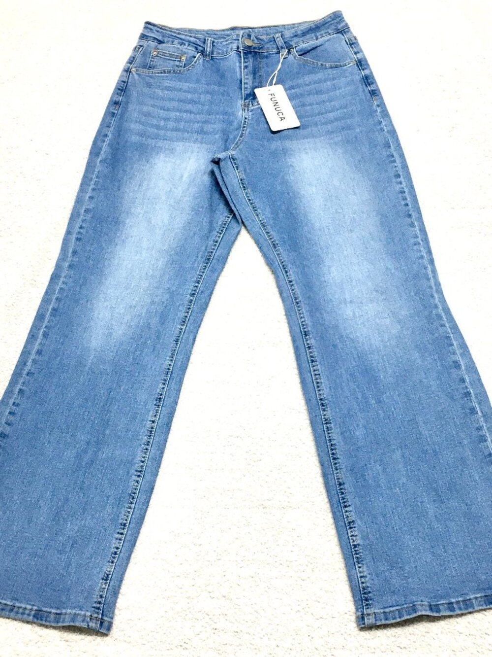 Funuca Women's Blue Straight Leg Jeans High Waisted Denim Pants Size 8